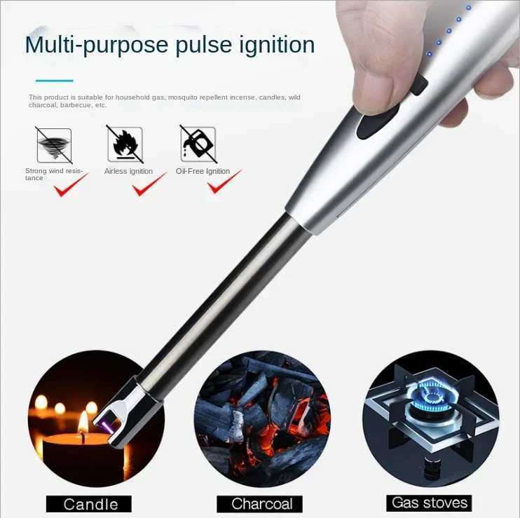 Kitchen ignition gun pulse arc cigarette lighter metal windproof lighter barbecue outdoor smoking accessoriesNO GAS IN C251022