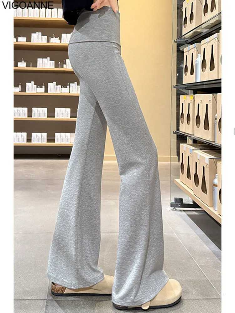 VigoAnne 2025 Autumn Women Casual Bellbottom Pants Gray High Waist Y2K Long Sport Pants Summer Lady Gym Running Baggy TrousersT251022