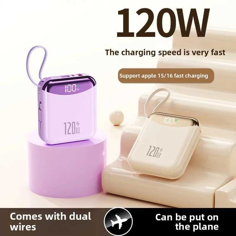 Portable Power Bank 120W Fast Charging Spare Battery 20000mAh Builtin 2 Cables for IPhone 13 14 15 16 J251114