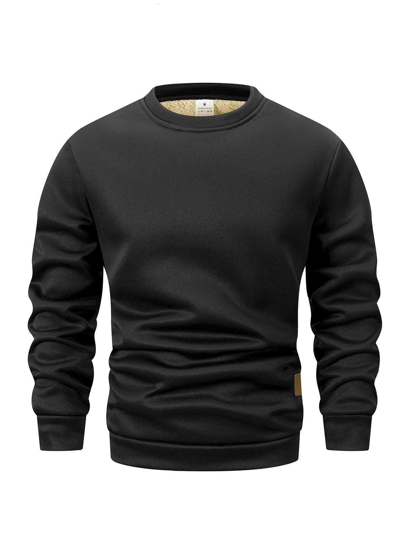 Mens Crew Neck Thicker Sweatshirts Winter Warm Pure Color Long Sleeve Pullover Outdoor Casual Daily Turtleneck Male SportswearXJ251022