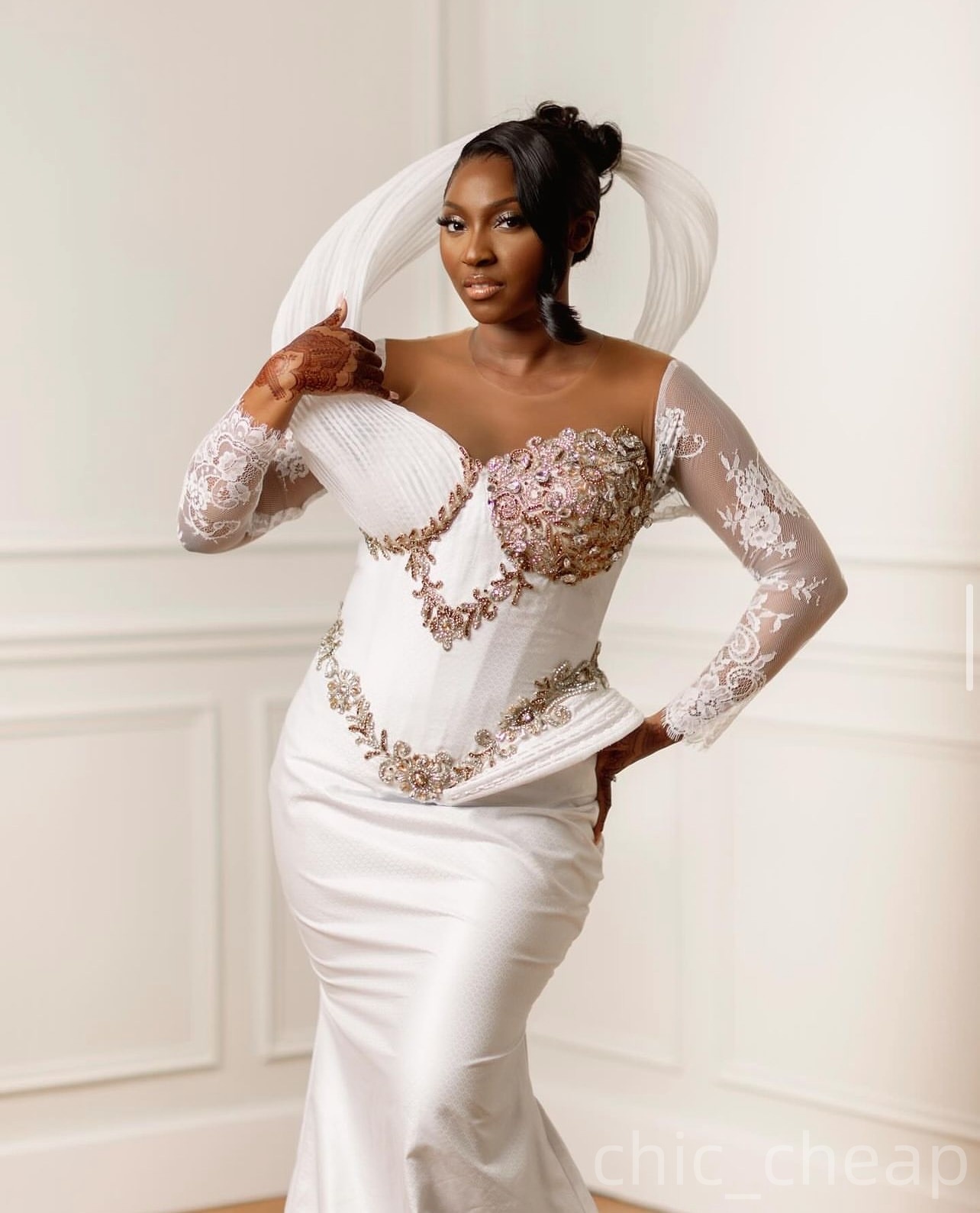 White Mermaid Prom Dresses 2026 Lace Beaded Satin Sheer Neck Evening Formal Party Second Birthday Engagement Gowns Plus Size Dress For Special Occasio