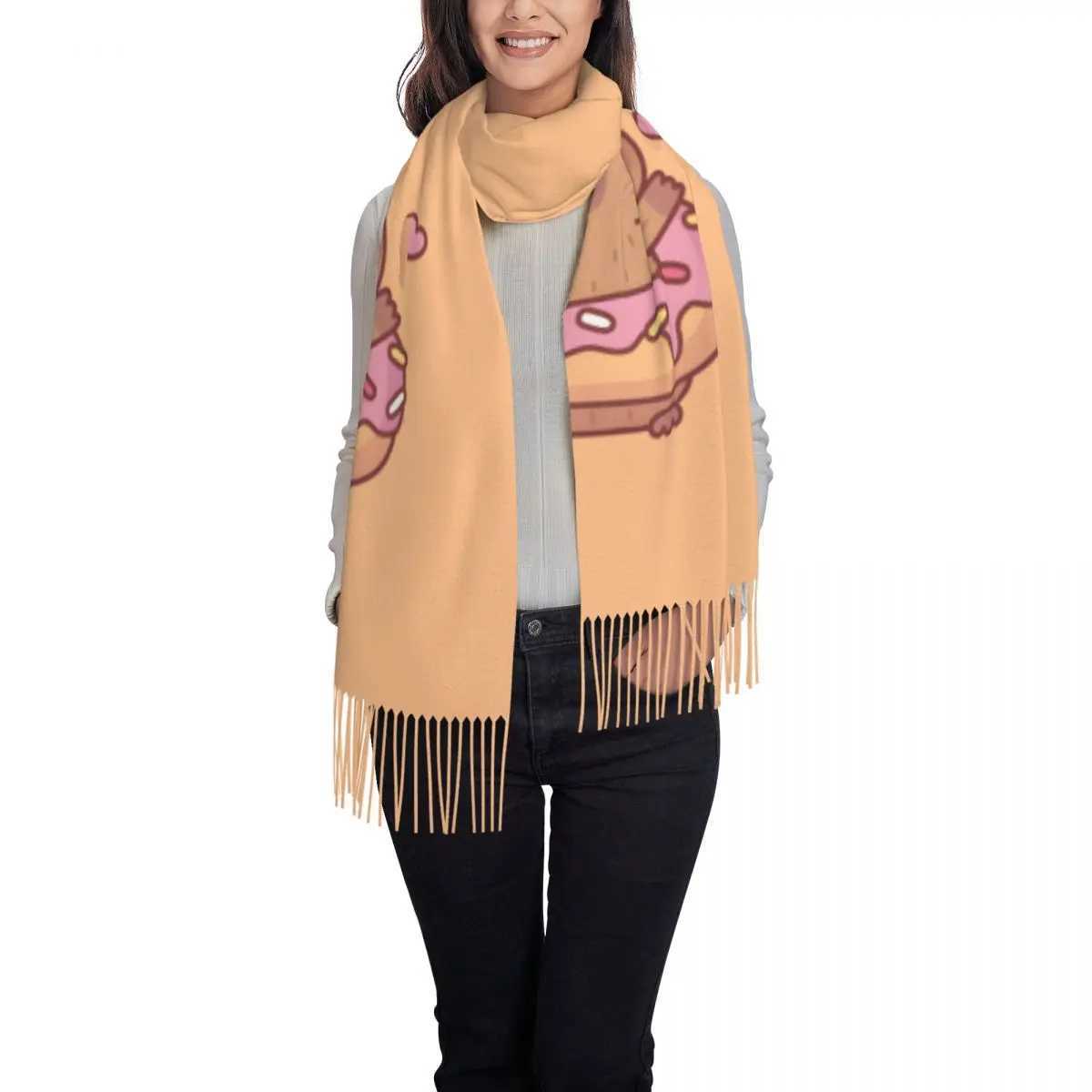 Custom Cute Capybara Tassel Scarf Women Soft Shawls Wraps Lady Winter Scarves J251118