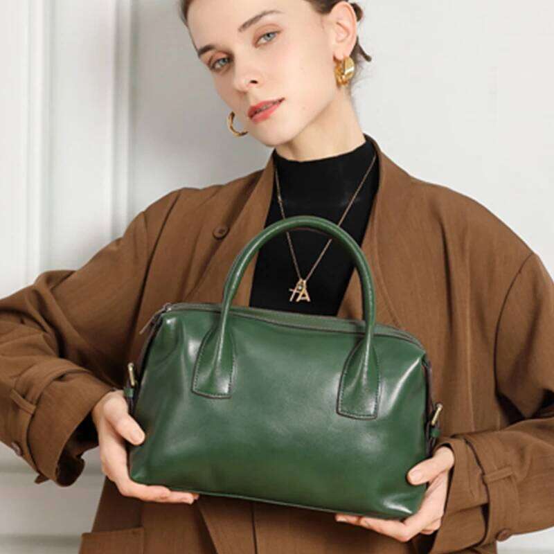 Burminsa Cowhide Genuine Leather Pillow Tote Handbags For Women 2025 Designer Bowling Work Ladies Shoulder Crossbody Bags