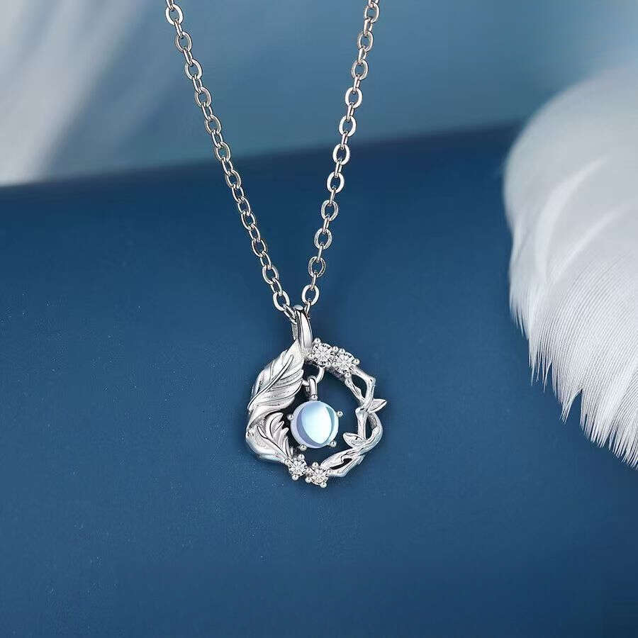 Necklace Designer luxury pendant necklace Blue Eucalyptus and Birds for Women men Ins Style Zircon inlay Copper plated with silver Festival vacation g