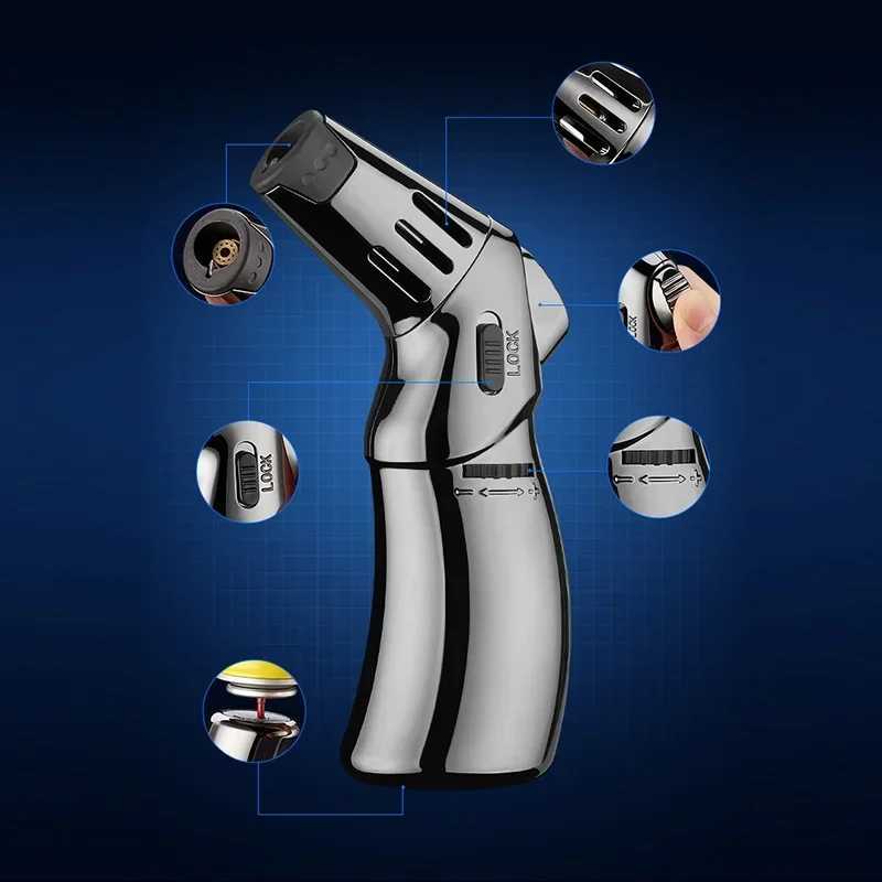 flame inflatable lighter outdoor barbecue kitchen baking high temperature torch tool metal straightin lighterNO GAS C251022