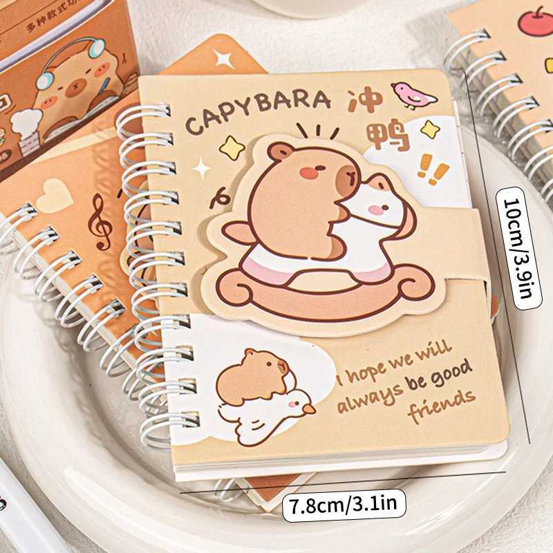 A7 Cartoon Capybara Coil Notebook Kawaii Learning Coil Book Cute Study Pocket Notepad Small Notebook School Stationery J251022