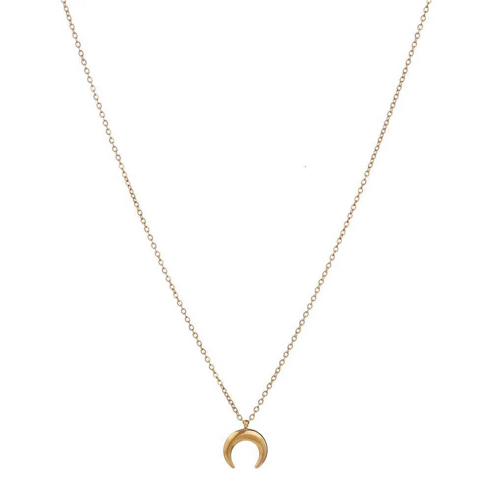 New Fashion Stainless Steel Thin Chain Moon Pendant Necklace For Woman Half Moon Horn Charms Necklace Jewelry V251022