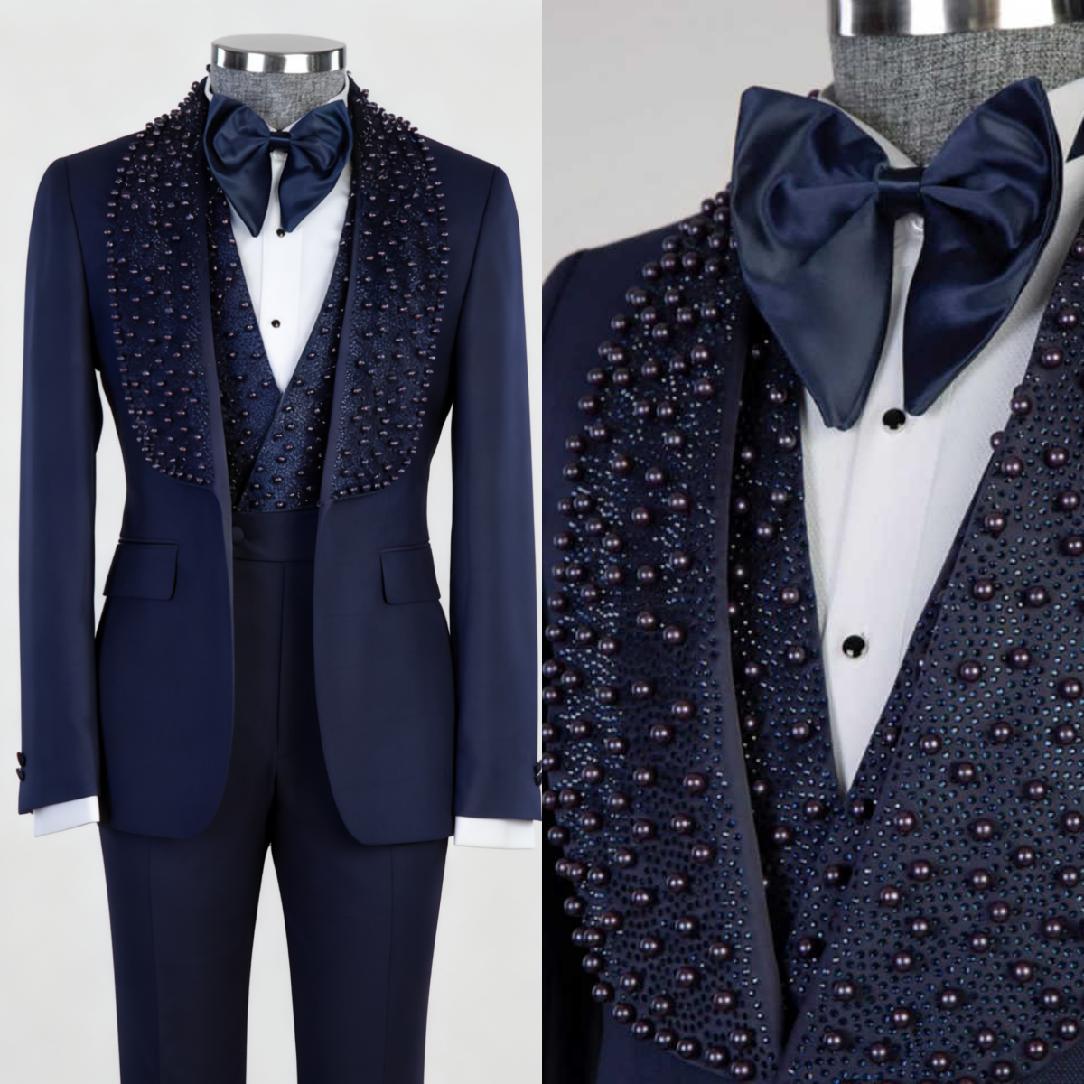 Luxurious 3 Pieces Men Wedding Tuxedos Shawl Lapel Single Breasted Jacket Sets Dinner Party Customized Male Prom Blazers