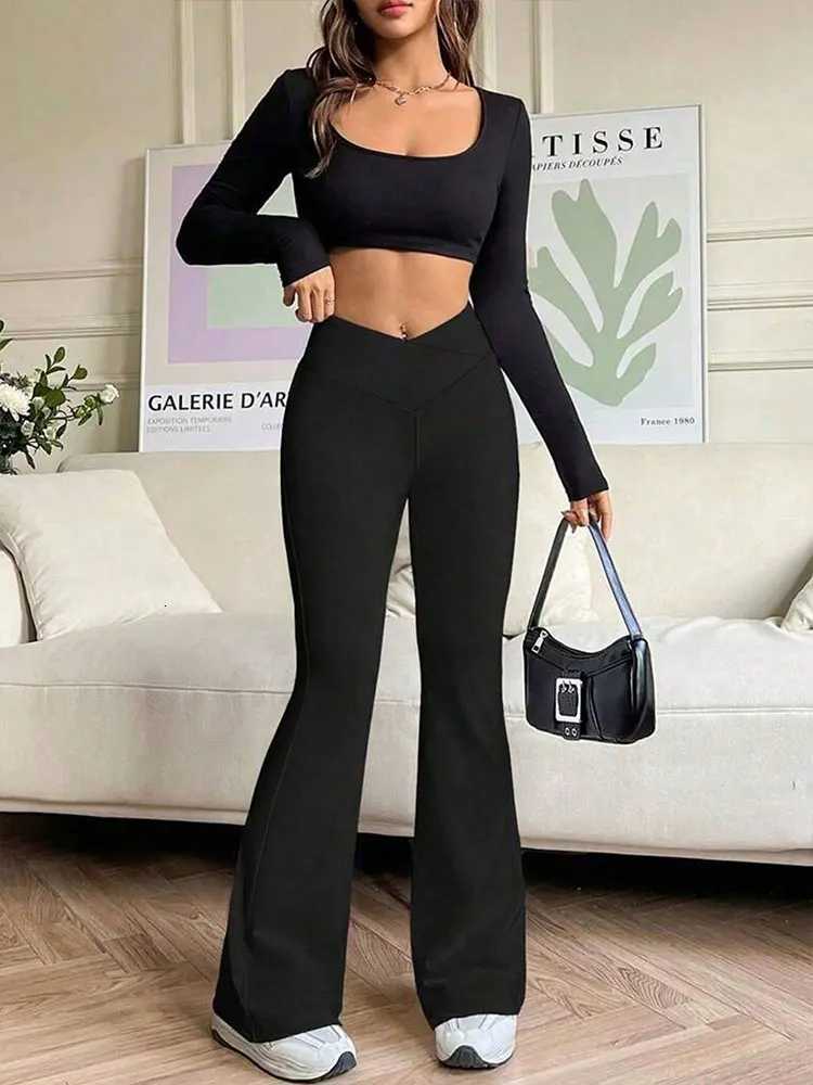 Black Sexy Womens Trousers New Summer Streetwear Fashion Casual Slim Versatile Skinny Pants Elegant Female Knitted Bell BottomsT251022