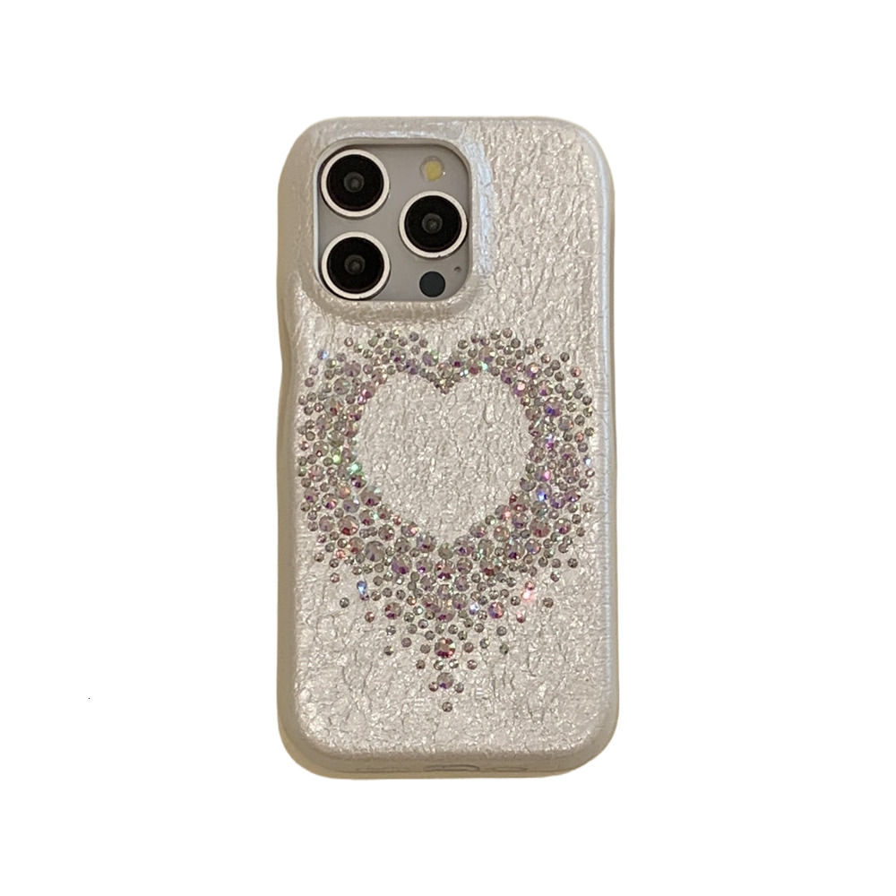 Rhinestone Heart Pattern Phone Case Compatible with iPhone 17/16/15 PROMAX Simple iPhone 14/13/12