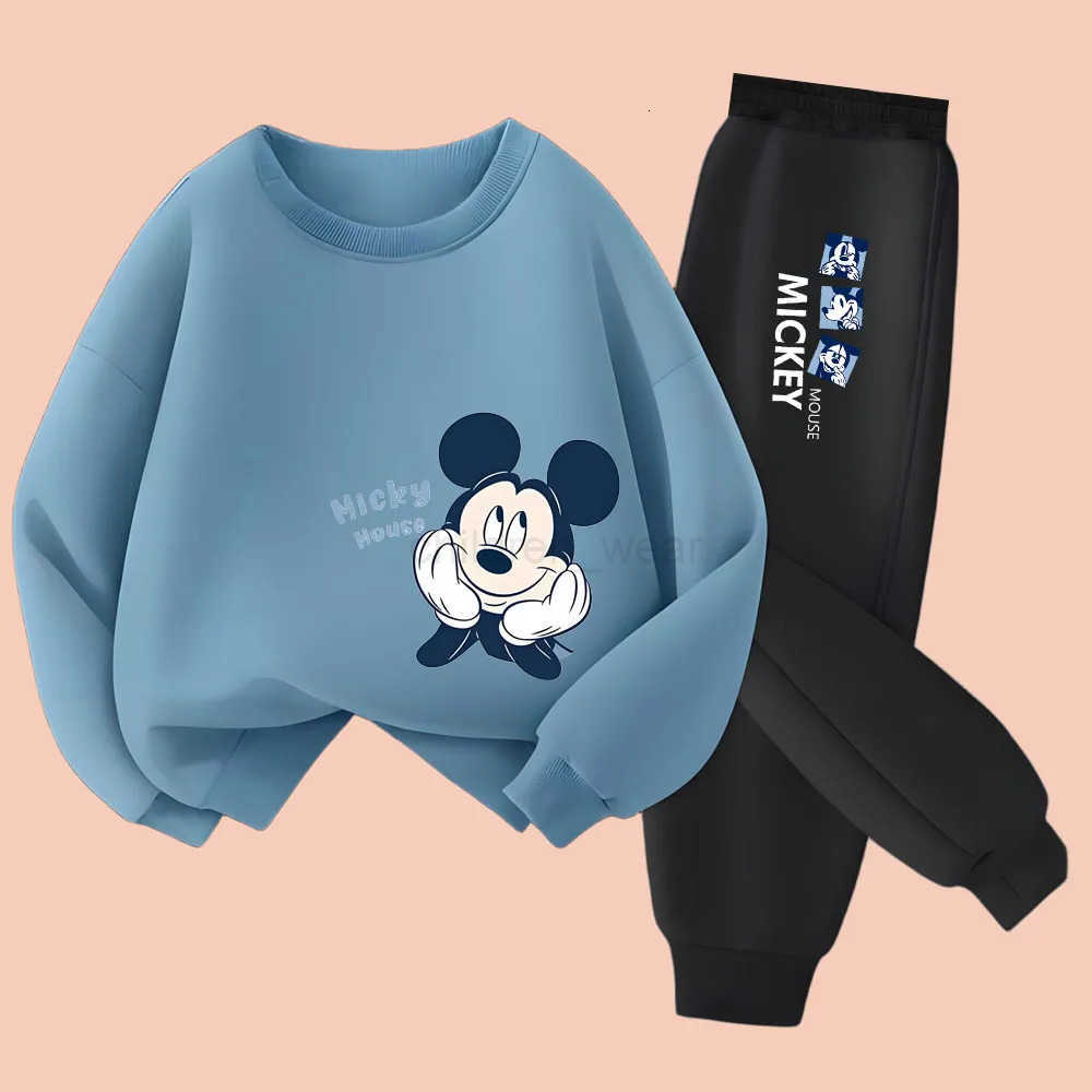 Disney Spring Autumn Children Clothes Set Kid Boy Mickey Sweatshirts Pullover Pants 2pcs Suit Children Long Sleeve Casual Suit H251022