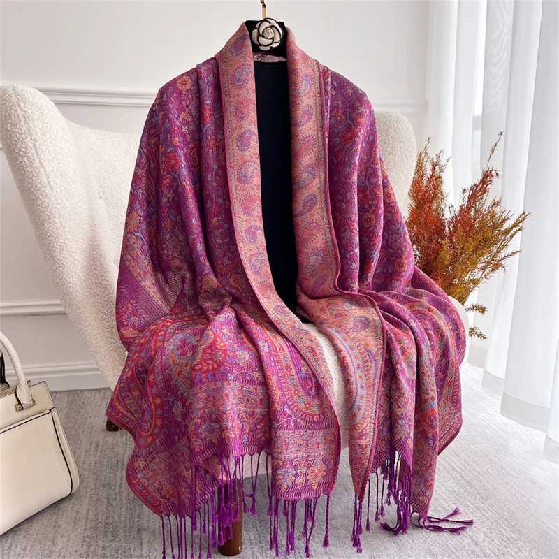 Bohemian Autumn Scarf Cashmere Women Jacquard Design Floral Female Thick Blanket Soft Bufanda Warm Shawl Poncho Stole J251129