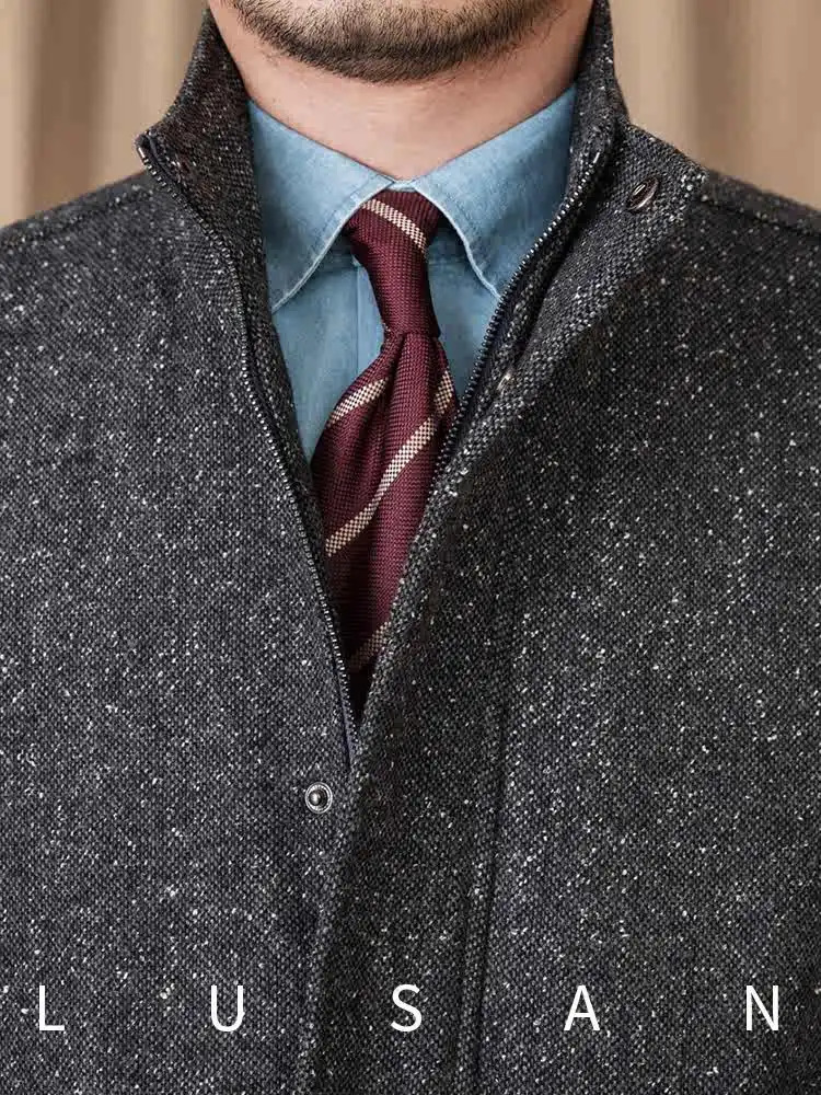 50 Wool Colored Short Vertical Collar Casual Jacket Vintage Italian Style Gentry Mens Tight Waist 251015