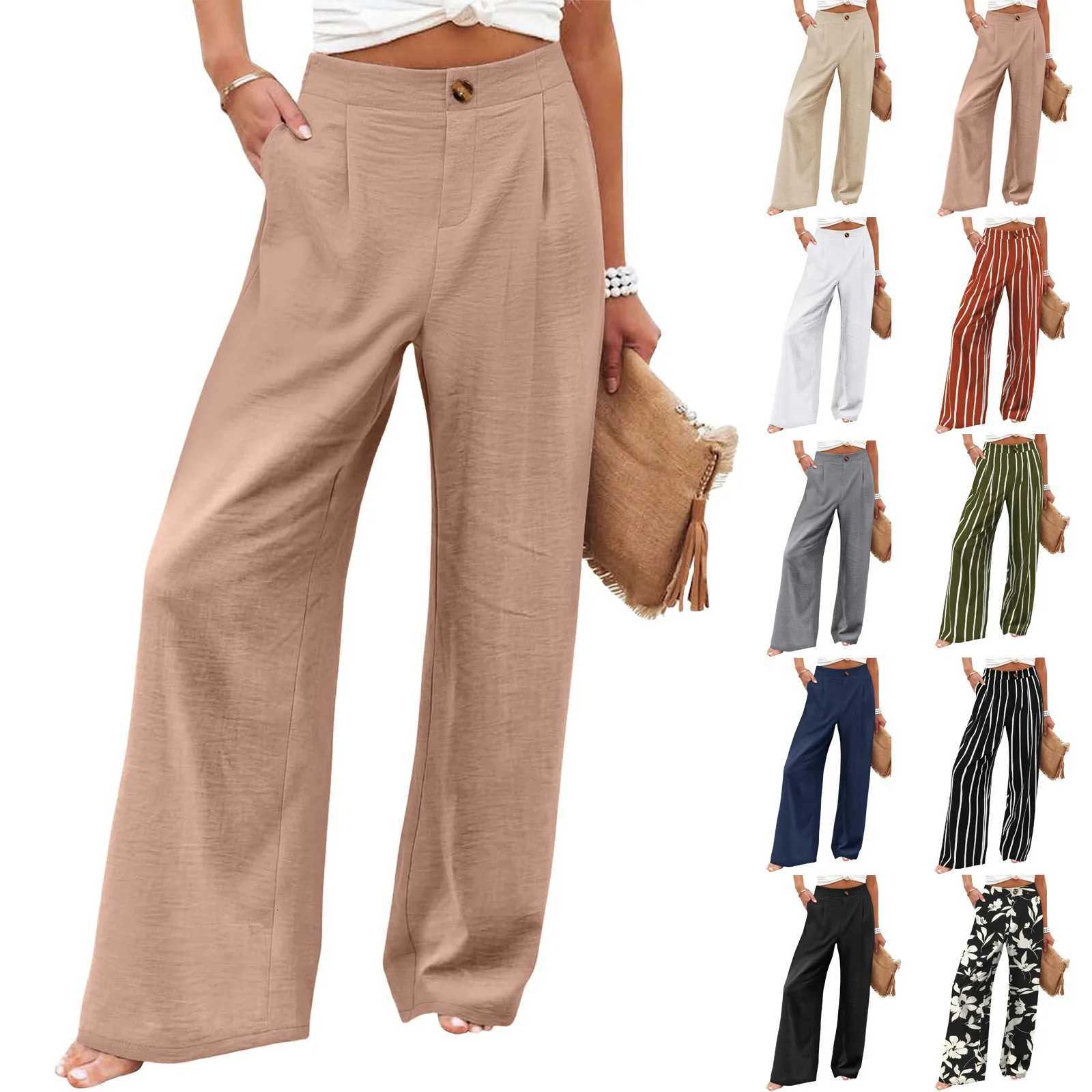 Women High Waist Wide Leg Striped Pants Fashion Button Casual Beach Pants Summer Loose Palazzo Trousers Y2k Lounge StreetwearT251022