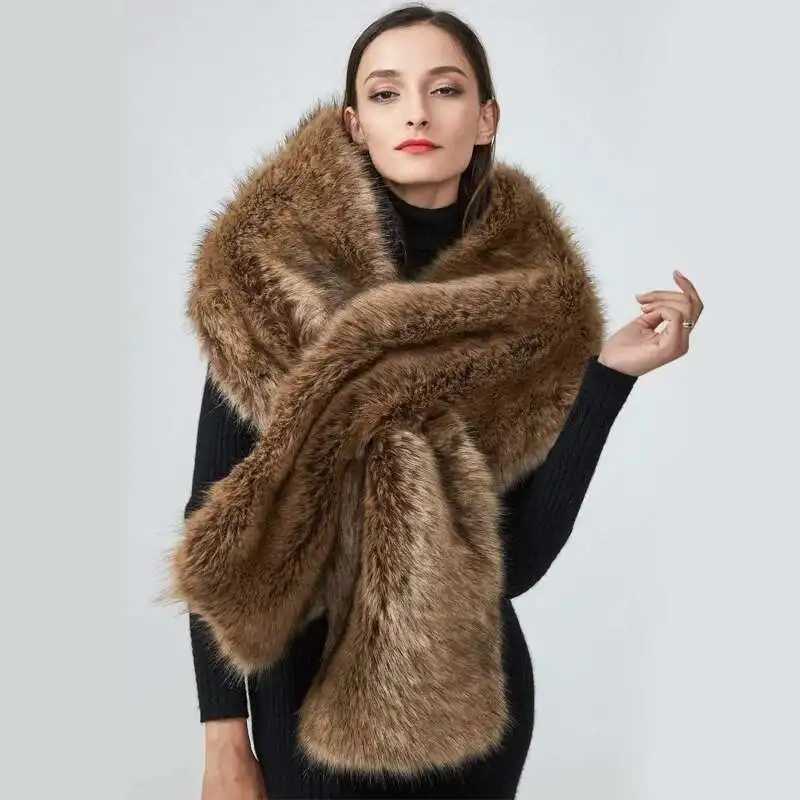 Winter Faux Fur Shawl Large Fluffy Scarf Neck Warmer Women Furry Collar Wedding Bridal Formal Evening Party Shrug Accessories J251118