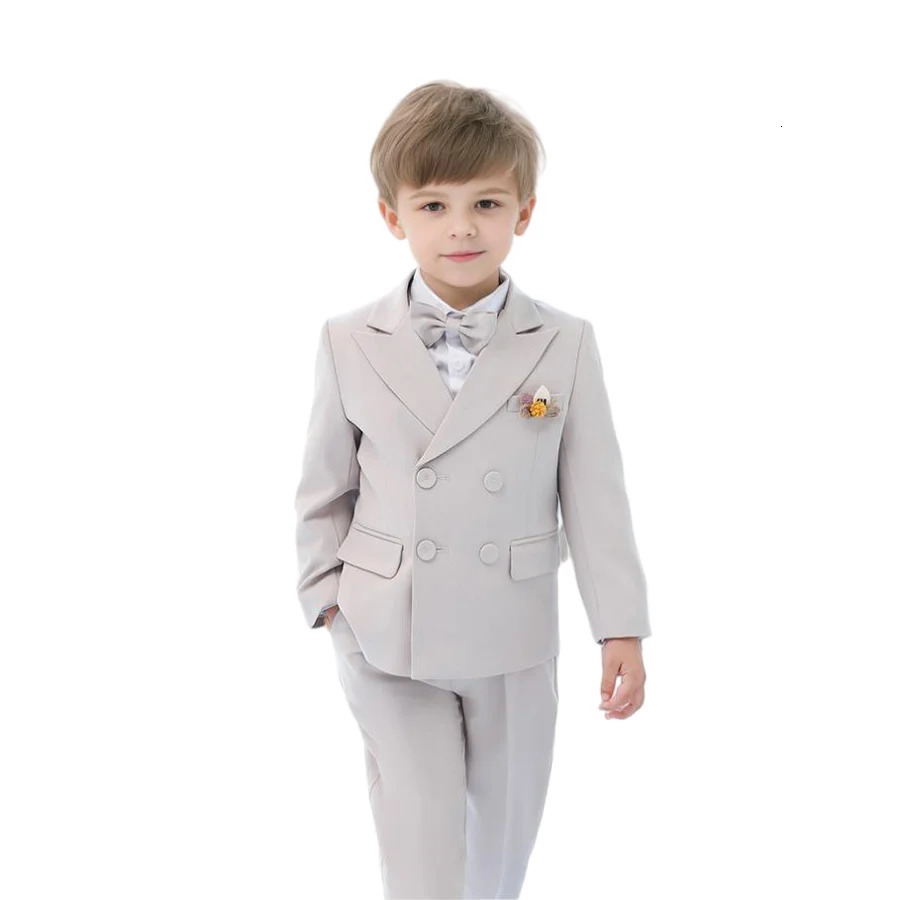 Boys Formal Striped Dress Suits Child Catwalk Host Performance Birthday Party Pography Costume Kid Blazer Pants Bowtie Outfit 251021