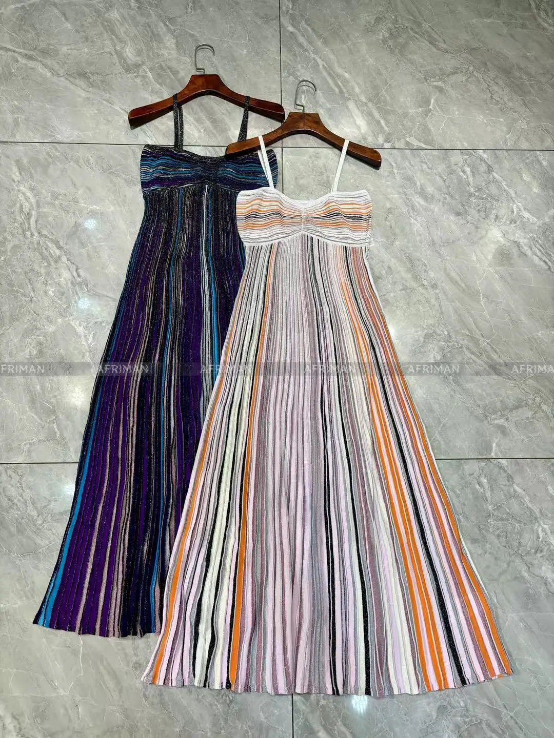 Women Metallic Sequined Multicolor Striped Sexy Strapless Maxi Long Knit Sling Dress 251013 C260312