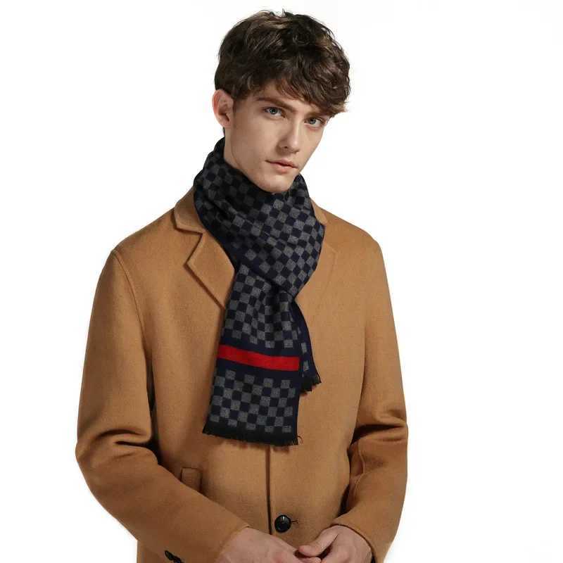 Luxury Brand Winter Plaid Cashmere Men Scarf Warm Checked Neck Scarfs Male Business Scarves Christmas Muffler for Men J251022