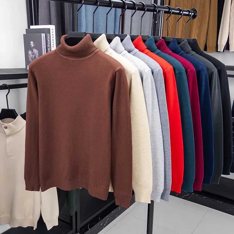 Autumn Mens High Quality Knitted Turtleneck Sweater Slim Fit Long Sleeve Antipilling Pullover Solid Color Trend Men StreetweaXJ251022