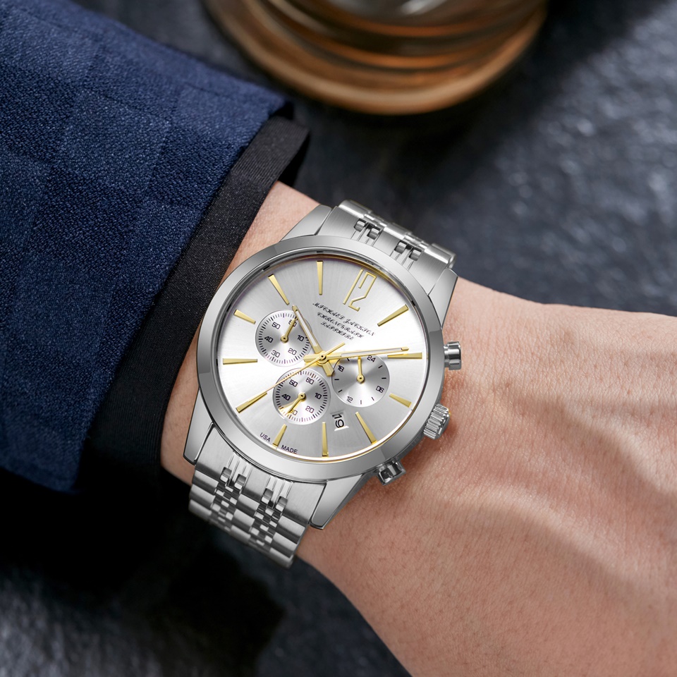 Chrismas Gift Japan Chronograph Quartz Movement High Quality Luxury brand Fashion watch Stainless steel strap waterproof wristwatch