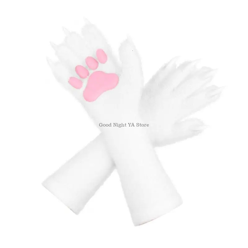 Halloween Long Gloves Silicone Soft Plush Pad With Nails Adult Kids Cosplay Prop 251021