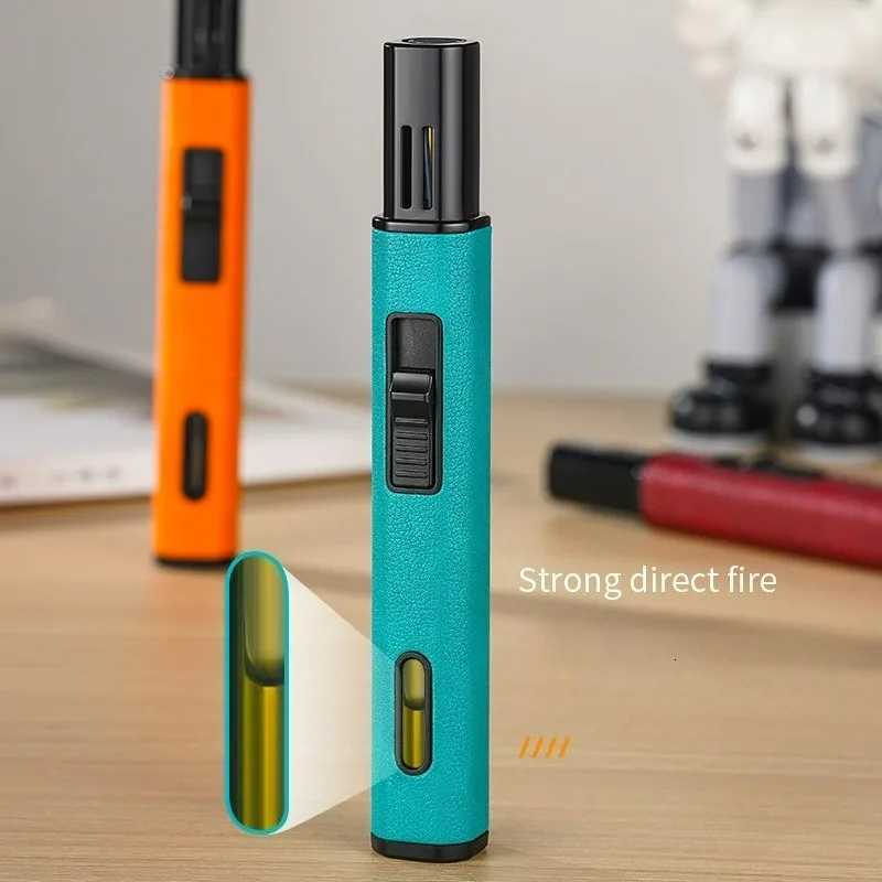 Windproof Butane Lighter Adjustables Blue Flames Inflatable Lighter for Outdoor BBQ C2510224