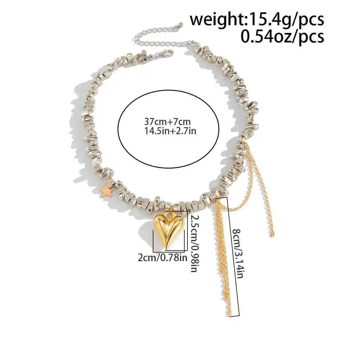 Ingemark 2025 Trendy Love Heart Pendant Necklace for Women Vintage Elegant Irregular CCB Beaded Choker Necklace Charm Jewelry V251022