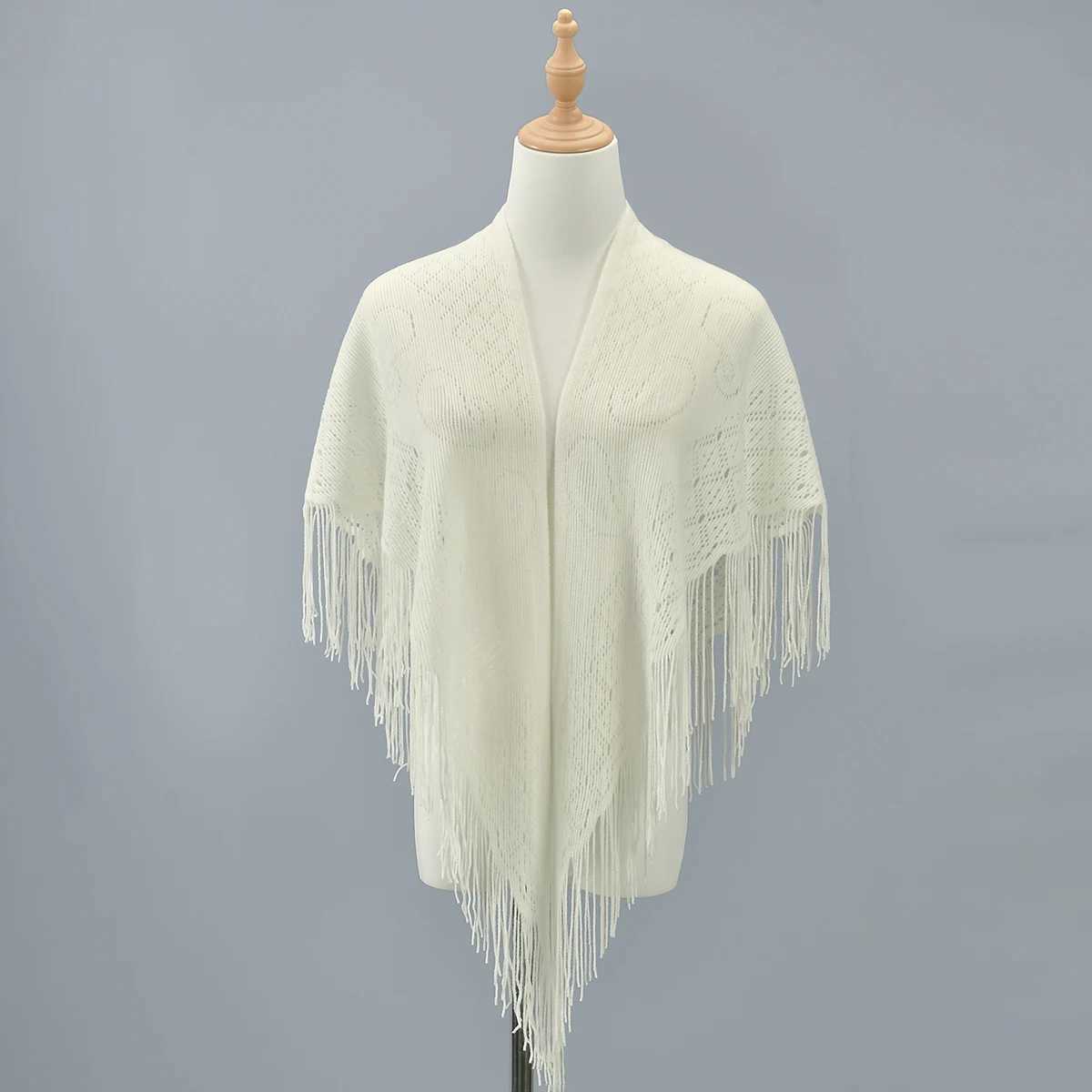 Knit Hollow Out Fake Collar Warm Tassel Shawl Scarf Fashion Pullover Lightweight Solid Knitted Large Scarfs Women Muffler Wrap J251118