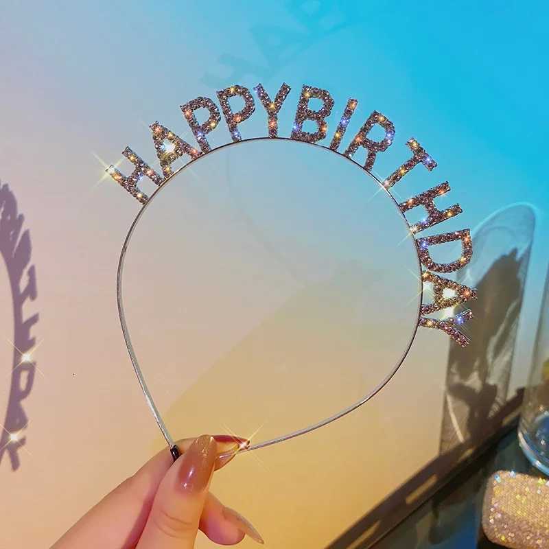 Shiny Rhinestone English Letters Happy Birthday Headband for Women Zinc Alloy Material Party Jewelry Popular Hair Accessory V251022