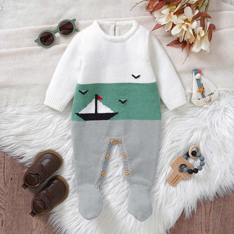 09m Baby Rompers Knitted Fall Winter Casual Long Sleeve born Boys Girls Jumpsuits Outfits One Pieces Infant Unisex Playsuits 251022