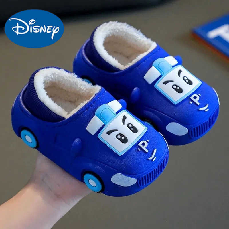 Disney Boys lovely 2024 new arrival car cartoon slippers babi indoor keep warm plush indoor shoes children winter slippers H251022