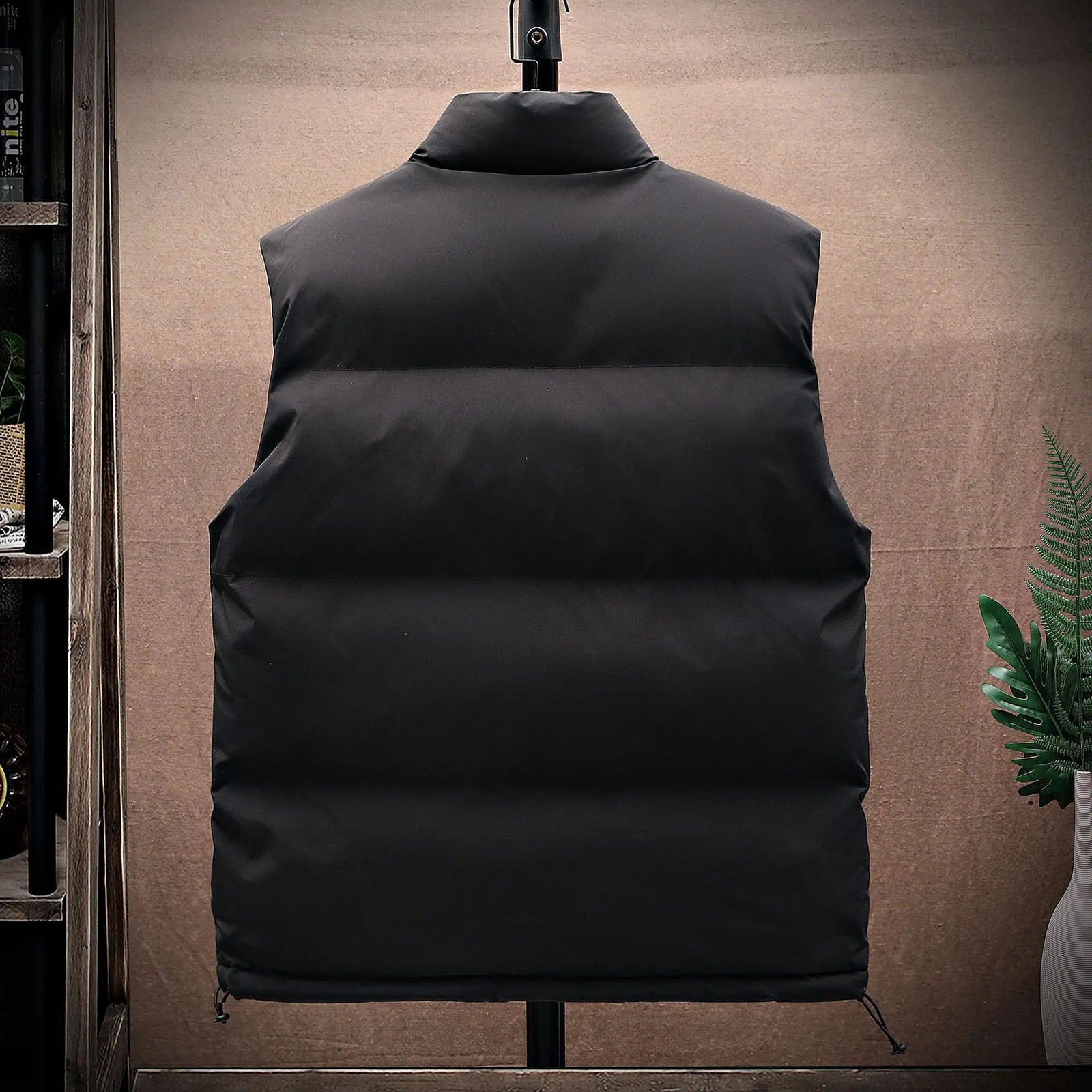 Down Cotton Vest Mens Autumn and Winter Thickened Warm Cotton Jacket Trendy Solid Color Male Clothes Casual Heated Vest 251016