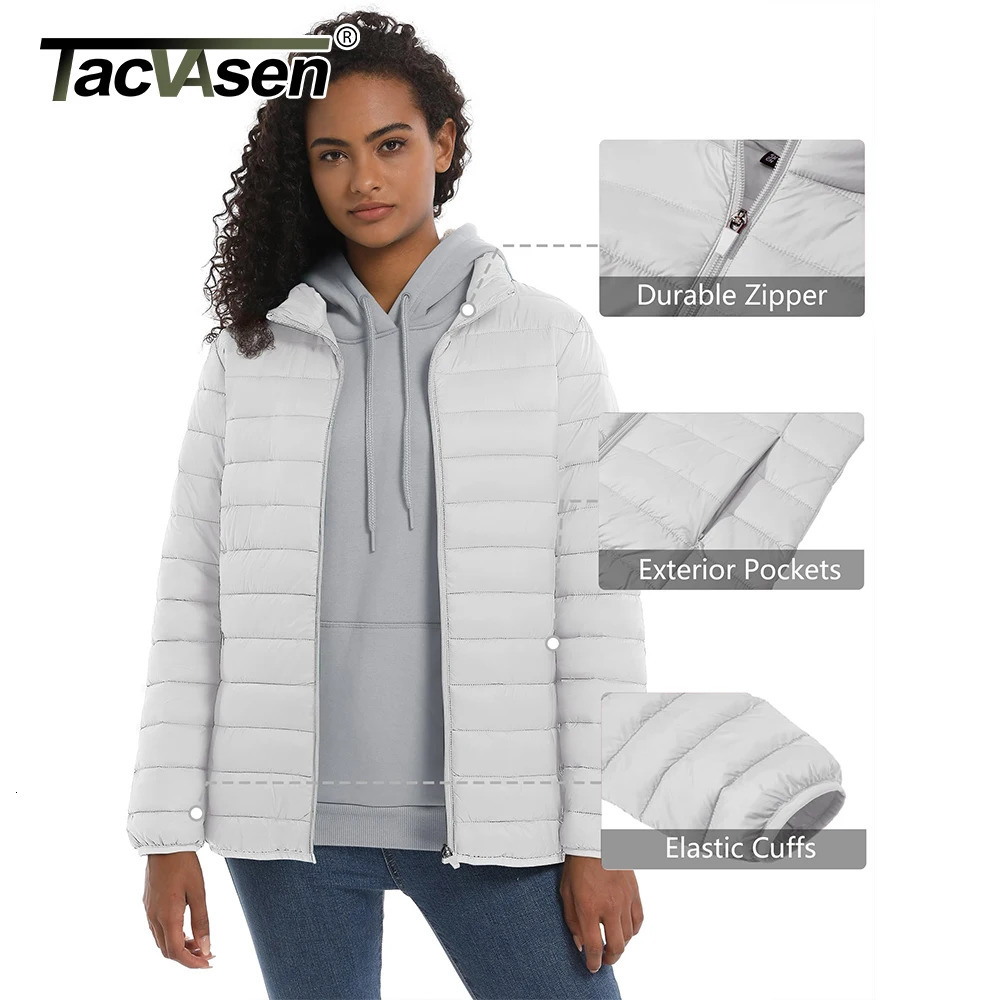 TACVASEN Full Zip Up Puffer Jacket Womens Winter Lightweight Quilted Down Warm Coats Casual Windbreaker Oversize Outwear Outdoor 251020