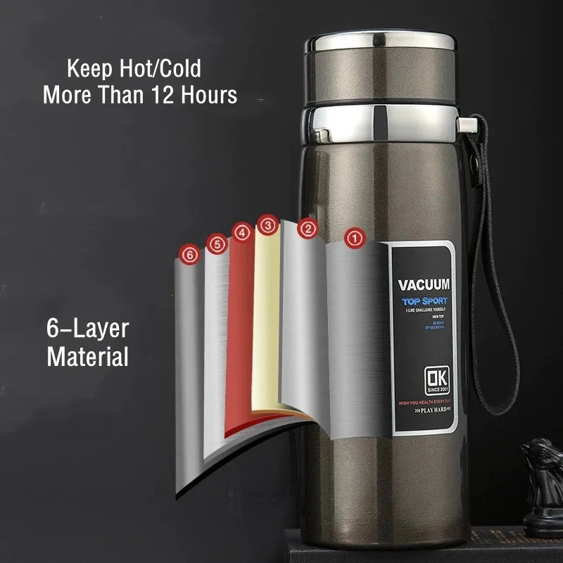 600ML1000ML1500ML Double Stainless Steel 316 Flask With Filter Portable Coffee Tea Thermal Bottle Travel Tumbler 251018 W260226