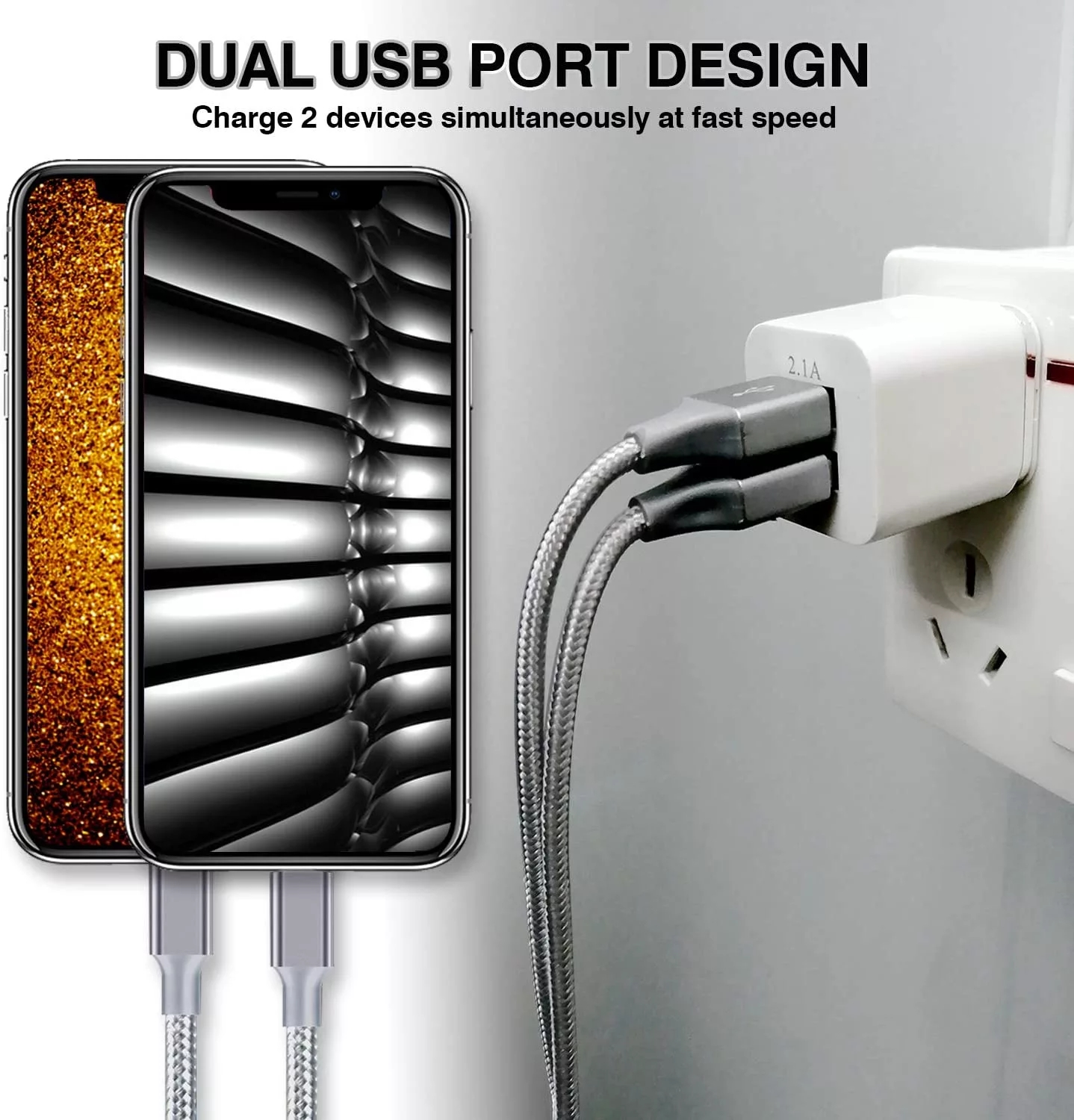 Universal Mobile Phone Dual USB Ports 2.1A US Wall Charger Block Portable Charger Power Adapter Plug