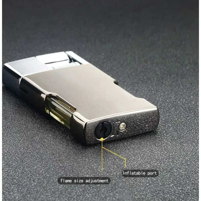 Metal New Stylish Blue Flame Metal Unusual Butane Gas Cigarette Cigar Lighter Mini Windproof Lighter Gadget Gift for Men C2510221