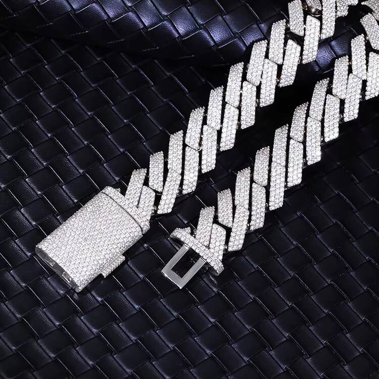 GRA Certificate DVVS Moissanite Diamond 15MM 20MM Cuban Chain Heavy Silver Hip Hop Necklace Chain