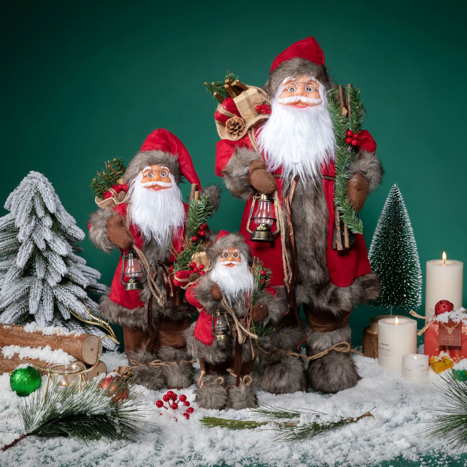 Electric Santa Claus Snow Maiden Musical Dolls Plush Toys Christmas Tree Ornaments Decoration Figures Home Decor Gift Navidad 211018
