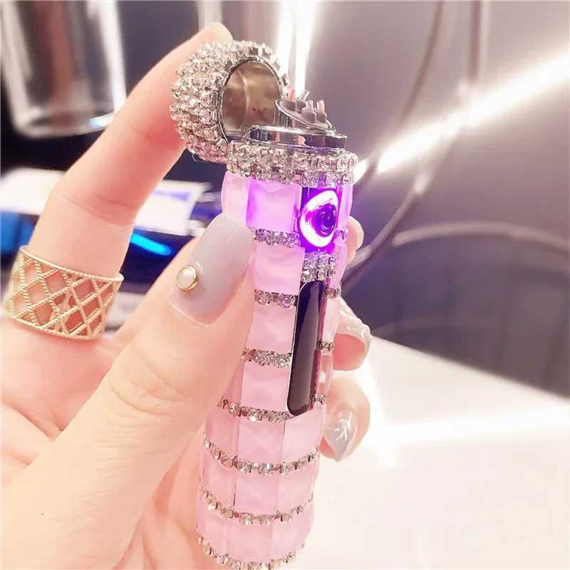 Diamond Double Arc Cute Lighter Portable Cigarette USB Charging Windproof Induction Personzed Cool Gift for Lady C251022