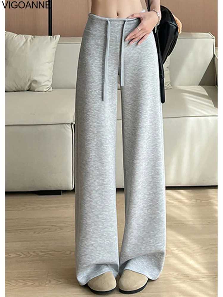 VigoAnne 2025 Female Casual High Waist Wide Leg Pants Autumn Women Gray Sport Loose Pants Ladies Gym Running Long Baggy TrousersT251022