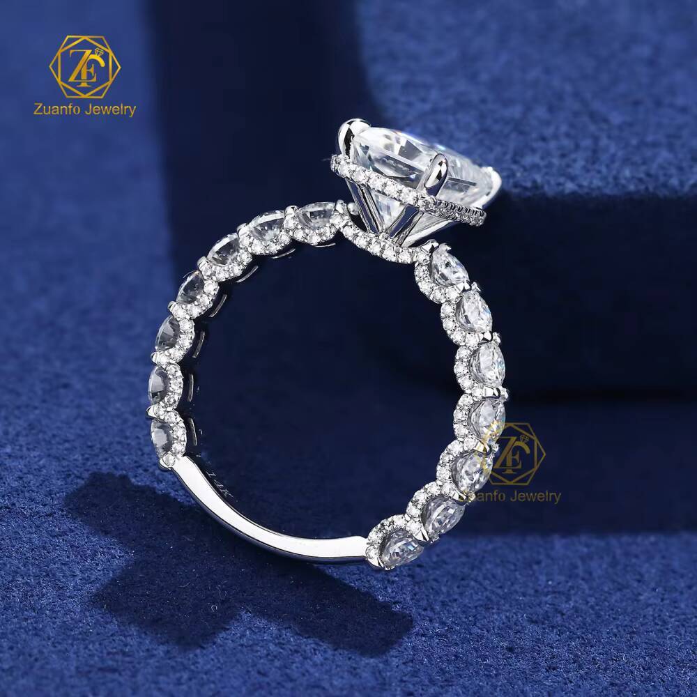 Factory Price Moissanite Ring Couple Set 3CT 7x9mm Radiant Cut 10K 14K White Gold Wedding Ring Sets for Women
