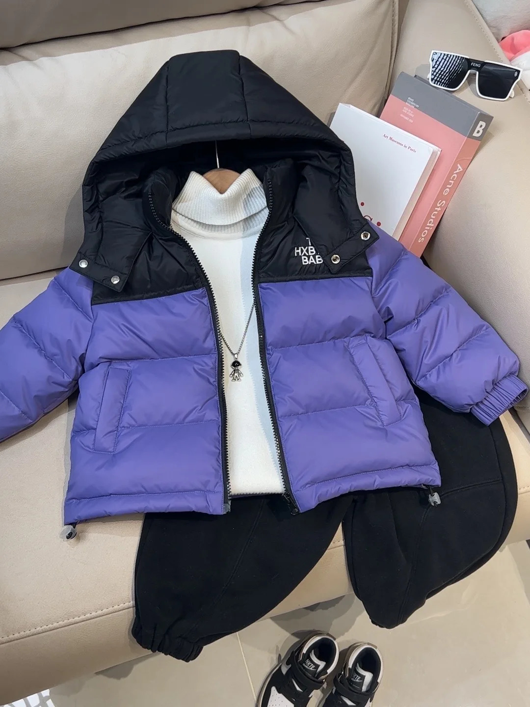 Autumn and Winter Childrens down Jacket Middle Large Children Thickened Color Blocking Men Women Baby 251013