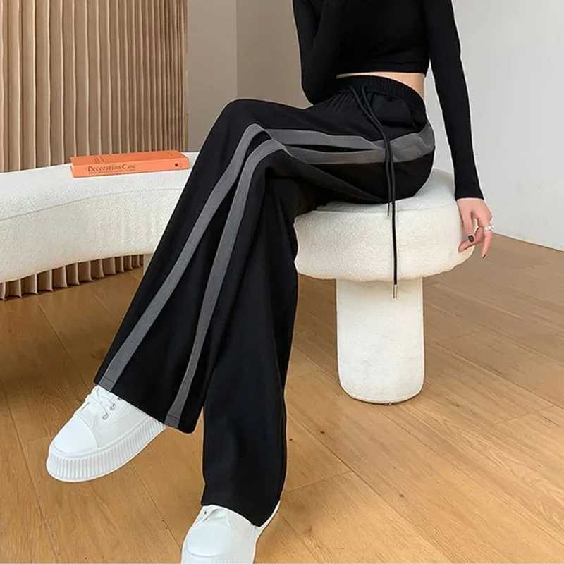 Summer Women Casual Sports Style Pants Lady Comfortable Baggy Wide Leg Straight Leg Trousers Female Fashion High Waisted SlacksT251022