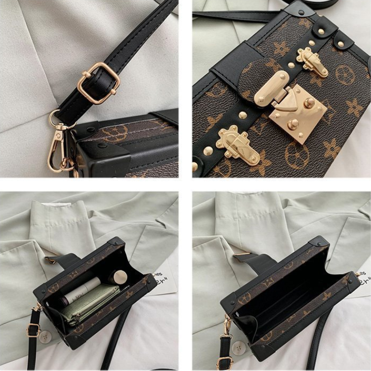 Free shipping Designer Patterned Trunk Bag with Metal Decoration Daily Occasion Wear Fashion Stylish Versatile Trendy