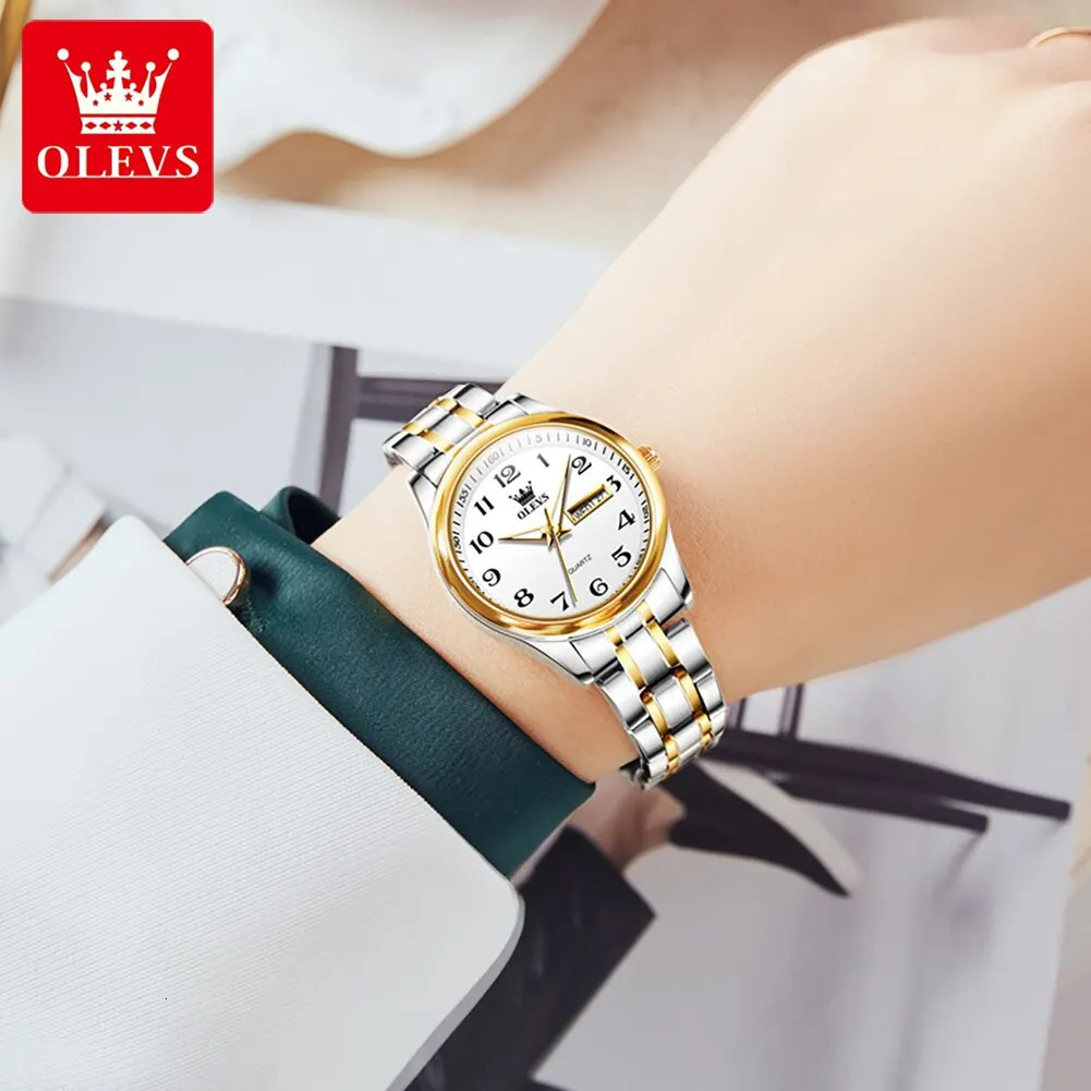 OLEVS Quartz Watch for Women Elegant Stainless Steel Watch Luminous Waterproof Week Date Wristwatch Ladies Dress Watch 251027