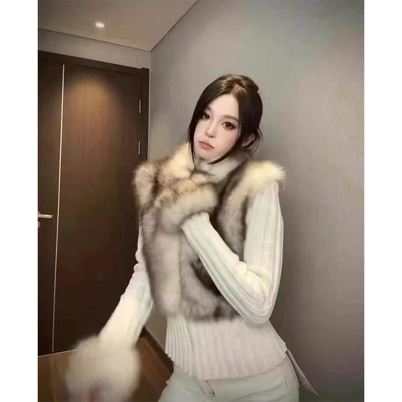 MEXZT Y2K Knitted Cardigan Women Vintage Faux Fur Patchwork Sweater Outerwears Gyaru Black Knitwears Winter Korean Jumpers 251016