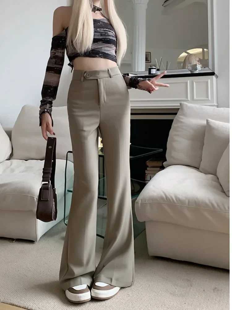 Summer Casual Wide Leg Pants Womens High Waist Long Trousers Draping Feel Good Fit Slimming Effect Business Sle CommuteT251022