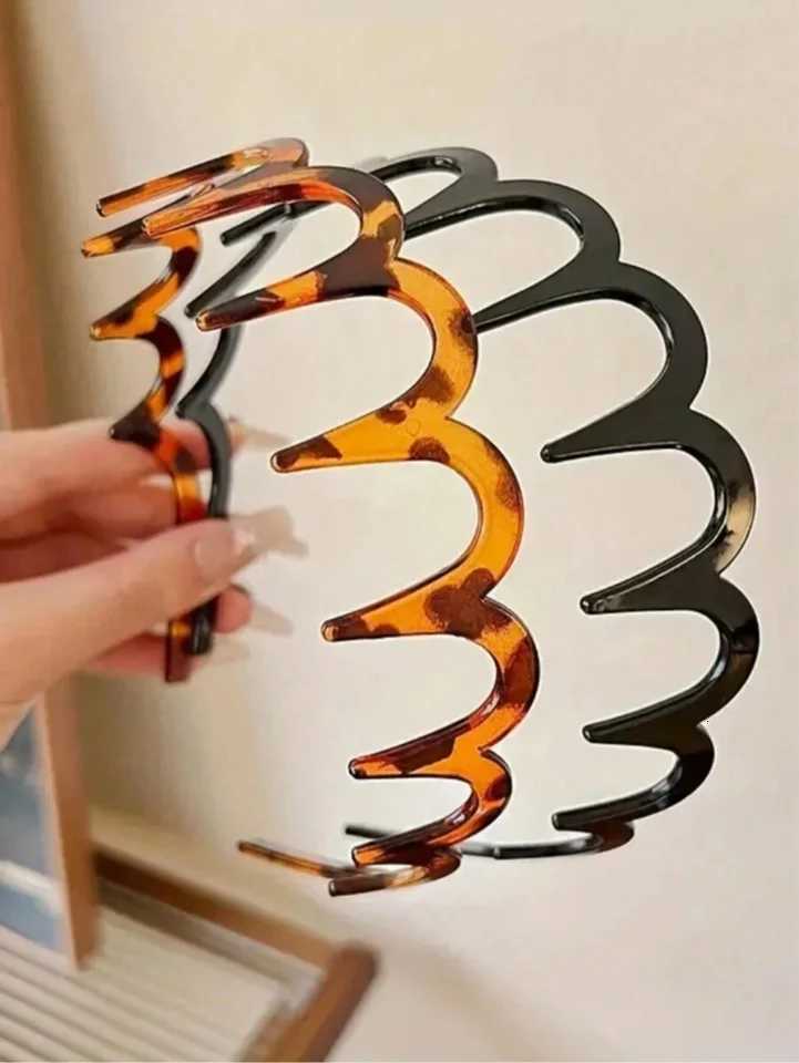 Korean Brown Resin Wave Toothed Headband For Women Girls Fashion Hair Comb Zigzag Band Notched Headband Hair Accessories V251022