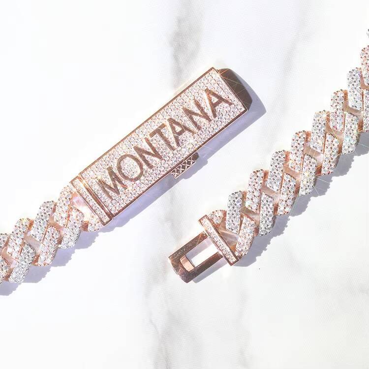 Hot Sale High Quality Jewelry Necklace Bracelet 12mm 2 Row Hip Hop Diamond Cuban Lidynamic Chain Moissanite 925 Silver Cuban Chain