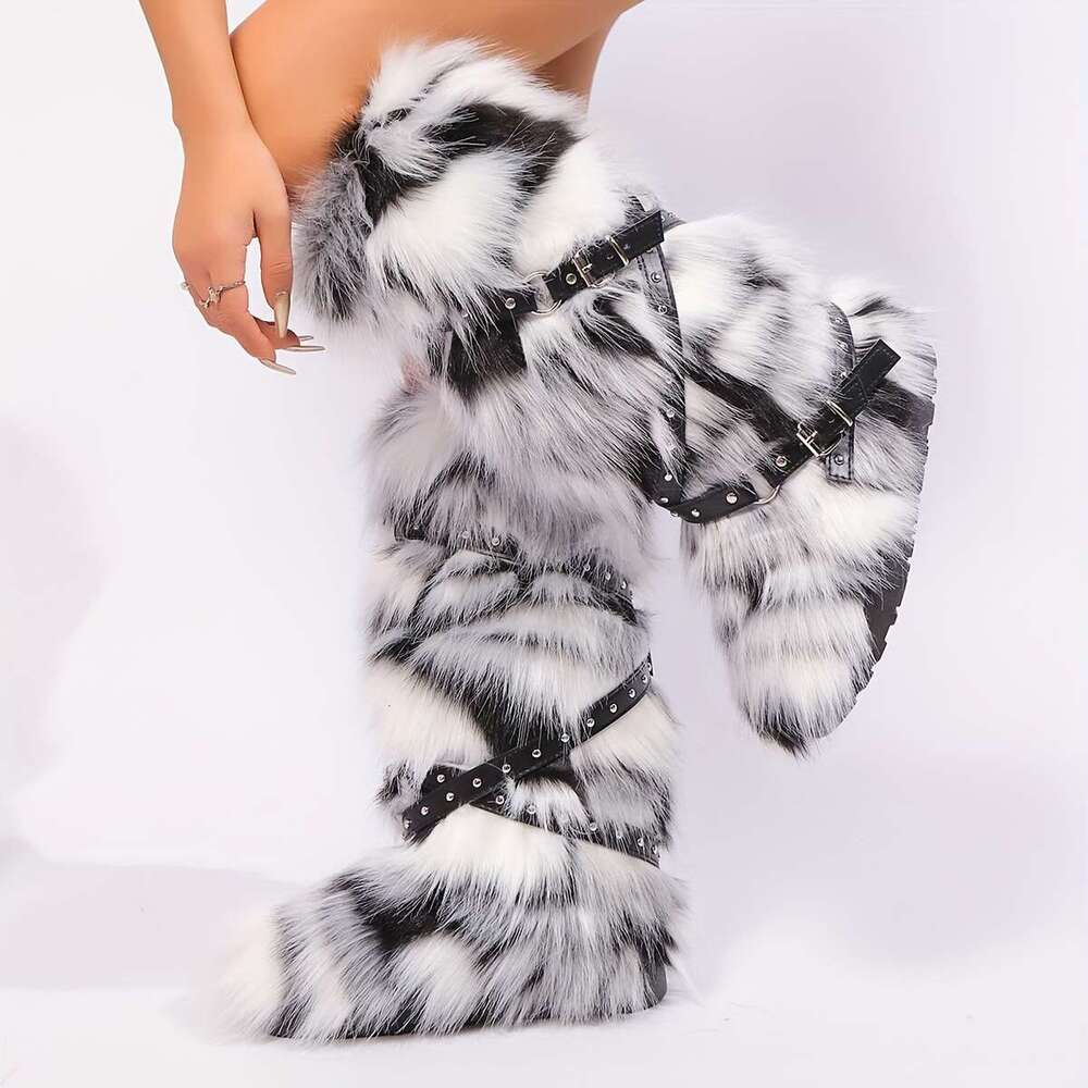 Women's Faux Fur-Lined Slip-On - Large Size, Round Toe, Flat Heel, TPR Sole, Superfine Fiber Lining, Comfortable & For Outdoor Adventures, Winter